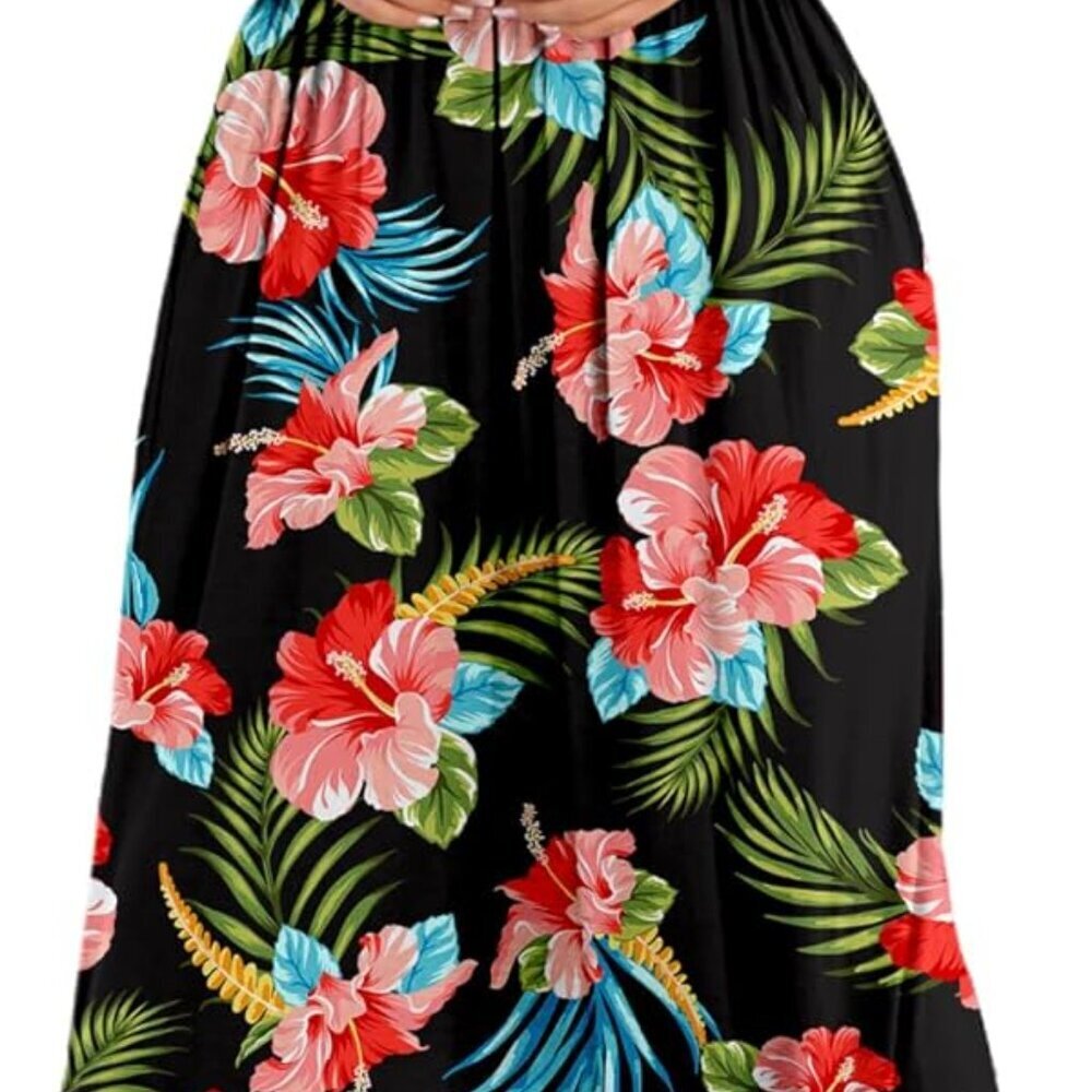 Women's Plus Size Maxi Dress Rayon Spandex V-Neck Pockets Casual Summer - Picture 5 of 5